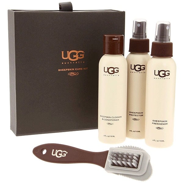 Keep your Ugg boots in top condition with the UGG Sheepskin Care Kit—featuring cleaner, protector, freshener, and a brush for all-around maintenance
