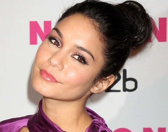 Vanessa Hudgens's pulled-back hair was a bit too harsh and the makeup a little heavy