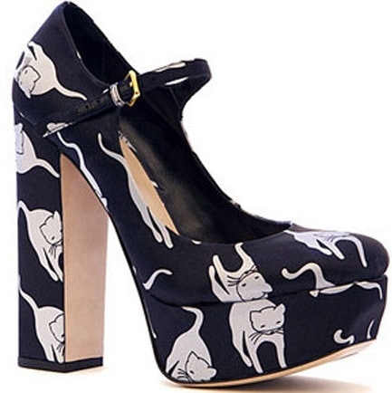 Spring 2010 RTW Miu Miu satin cat print Mary Janes