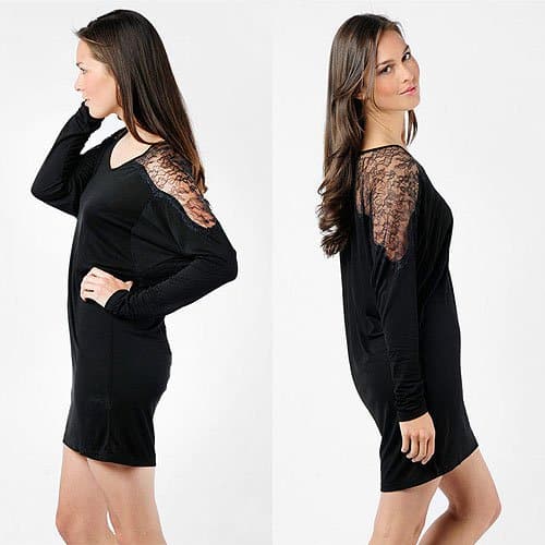 Velvet Queenie Long Sleeve Lace Shoulder Dress Velvet Queenie Long Sleeve Lace Shoulder Dress
