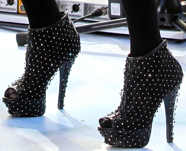 Carrie Underwood wearing Rock  Republic 'Ginny' crystal mesh booties
