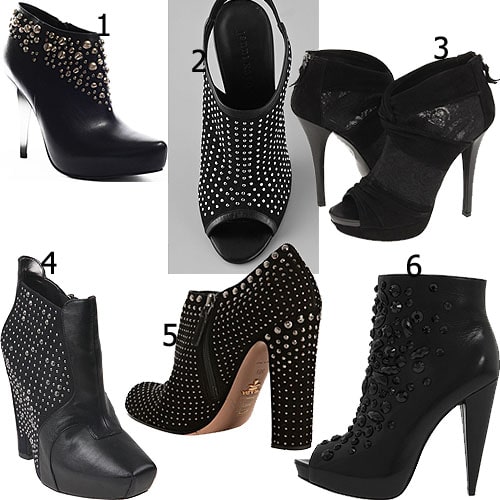 6 studded and/or mesh booties