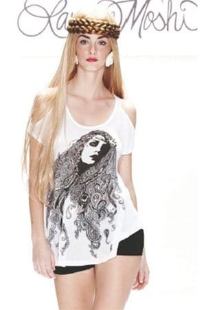Lauren Moshi Trixie Open Shoulder Gypsy Girl Tee Lauren Moshi Trixie Open Shoulder Gypsy Girl Tee