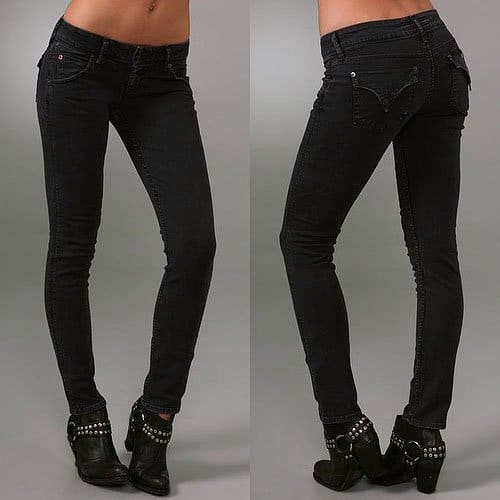 Hudson Colin Flap Pocket Skinny Jeans in Blackburn These dark-rinse skinny jeans feature 5-pocket styling and a double-button closure