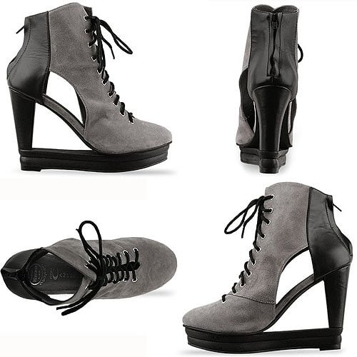Jeffrey Campbell Abierto Cutout Lace-Up Boots Jeffrey Campbell Abierto Cutout Wedge Lace-Up Boots in Grey Black