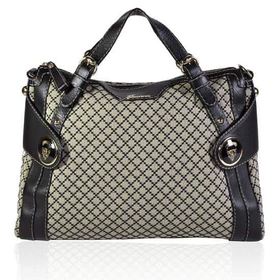 gucci crest boule diamante tote Gucci Black Diamante Canvas Crest Boule Medium Top Handle Bag