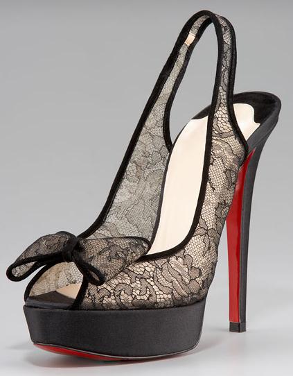 Christian Louboutin Satin and Lace Slingback
