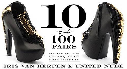 Iris van Herpen X United Nude Iris Shoe Solestruck banner The Iris van Herpen X United Nude ankle booties, with only 100 pairs made, redefine luxury with their striking sculptural design and exclusivity