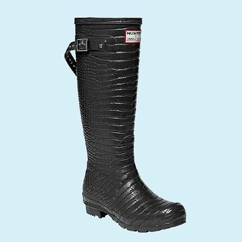 Jimmy Choo men's crocodile-embossed wellingtons A sleek and rugged Jimmy Choo x Hunter crocodile-embossed rain boot, combining high-fashion luxury with all-weather durability