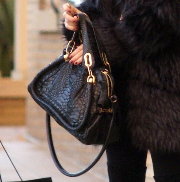 Rachel Zoe toting a python Chloe Paraty bag