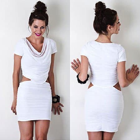 Boulee Blake Draped Neck Dress with Side Cut Outs Boulee Blake Draped Neck Dress with Side Cutouts