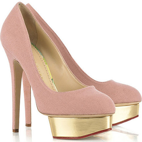 Charlotte Olympia Dolly Platform Pumps Pink Canvas Charlotte Olympia "Dolly" Pumps