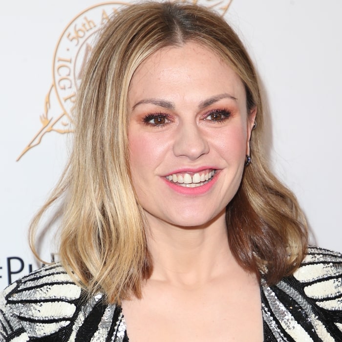 Anna Paquin shows off her teeth at the 2019 Cinematographers Guild Publicists Awards