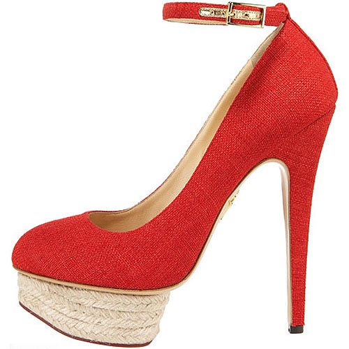 Charlotte Olympia Dolores Espadrille Platform Canvas Pumps Red Charlotte Olympia ‘Dolores’ Espadrille Platform Canvas Pumps