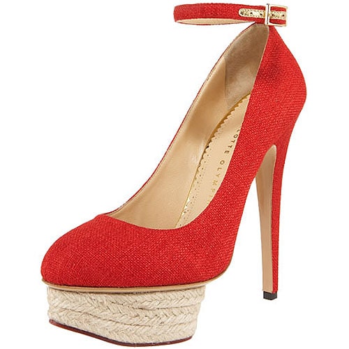 Charlotte Olympia Dolores Espadrille Platform Canvas Pumps Red Charlotte Olympia ‘Dolores’ Espadrille Platform Canvas Pumps