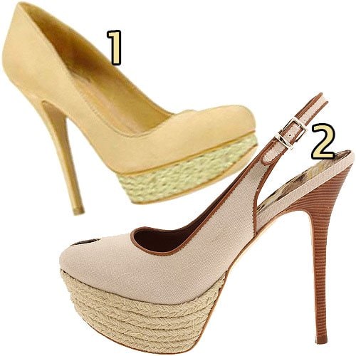 espardrille platform pumps The first shoe is the Schutz 'Charlotte' espadrille pump in brown sugar, while the second is the Sam Edelman 'Novato' pump in sand canvas