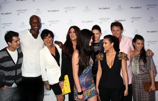 Rob Kardashian, Kris Jenner, Khloé Kardashian, Kylie Jenner, Kendall Jenner, Kim Kardashian, Bruce Jenner, Kourtney Kardashian, and Lamar Odom launch their new fragrance "Unbreakable"
