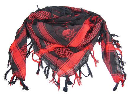 red skull print arab style keffiyah scarf Skull Print Arab Style Keffiyah Scarf
