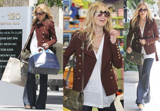 Celebrity fashion stylist Rachel Zoe goes shopping on Robertson Boulevard Beverly Hills Rachel Zoe, renowned for her chic style, spotted on a shopping spree along Robertson Boulevard in Beverly Hills on May 19, 2011, sporting her favorite J Brand maternity jeans