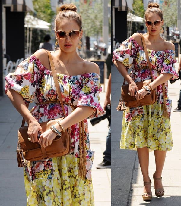 Jessica Alba visits her chiropractor before grabbing a bite to eat at Joan's on Third with a friend in West Hollywood, California on May 5, 2011