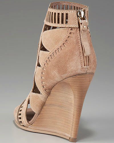 Sergio Rossi Maori suede cutout wedge booties Sergio Rossi Laser-Cut Wedge Booties