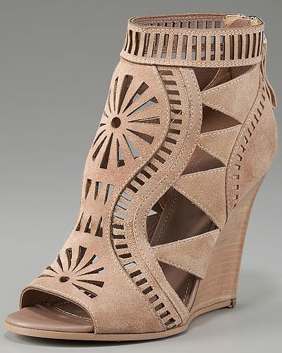 Sergio Rossi Maori suede cutout wedge booties Sergio Rossi Laser-Cut Wedge Booties