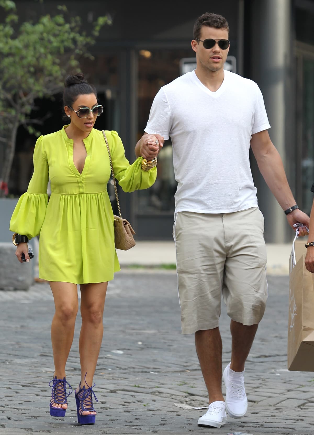 Kim Kardashian, alongside her fiancé at the time, basketball star Kris Humphries, was spotted strolling through New York's trendy Meatpacking District on June 25, 2011
