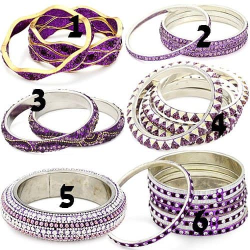Purple stack bracelets Purple bracelets from Chamak by Priya Kakkar