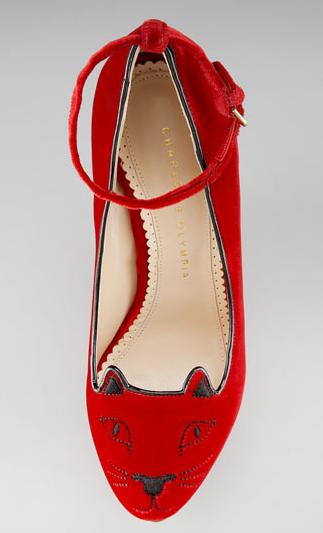 charlotte olympia catjavascript:; face ankle strap wedge2 Charlotte Olympia Cat Face Ankle Strap Wedges