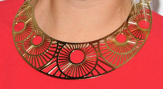 Maria Sharapova's Gold Necklace at Pre-Wimbledon Party, London, June 16, 2011 Statement Jewelry: A close-up of Maria Sharapova's exquisite gold-plated necklace, a striking accessory that complements her ensemble at the Pre-Wimbledon Party in London, June 16, 2011