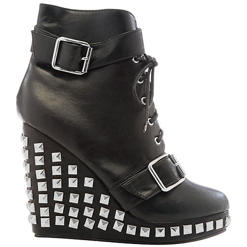 Abbey Dawn studded buckled wedge booties Studded buckled wedge booties