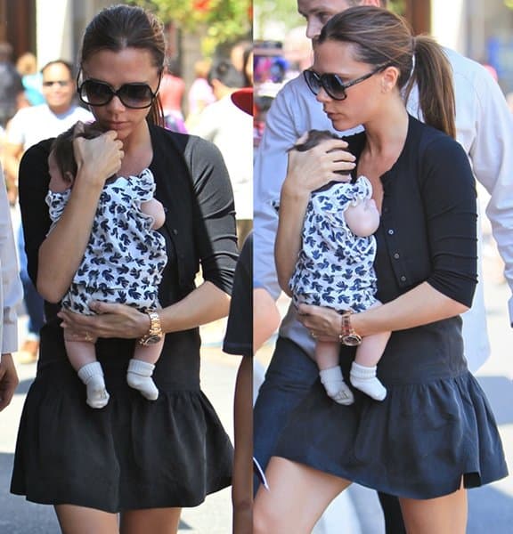 Victoria Beckham Shopping with Infant Daughter Harper Seven, September 4, 2011 Victoria Beckham exhibits a softer, more casual style while carrying daughter Harper during a shopping trip at The Grove, Los Angeles, on September 4, 2011