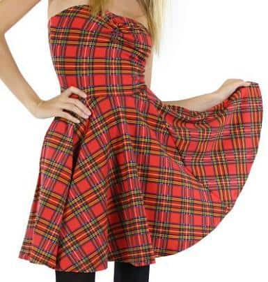 betsey johnson plaid strapless dress Betsey Johnson Pink Patch Dress in Red Plaid