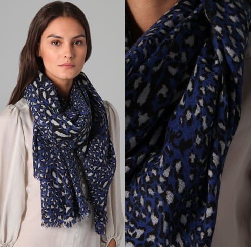diane von furstenberg kenley scarf Diane Von Furstenberg Kenley Scarf in Snow Leopard Blue