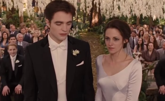 The original $35,000 Carolina Herrera masterpiece worn by Bella Swan, showcasing luxury and cinematic fashion
