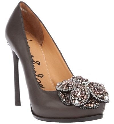 Lanvin Corsage Platform Pump in Grey, $1247 Black Crystal-Embellished Lanvin 'Corsage' Pumps
