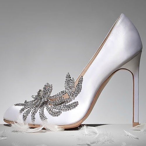 Manolo Blahnik Swan embellished satin pumps