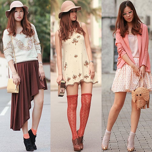 Mayo Wo of Mellow Mayoness Mayo Wo showcases three playful outfits styled with her signature mix of socks and statement shoes