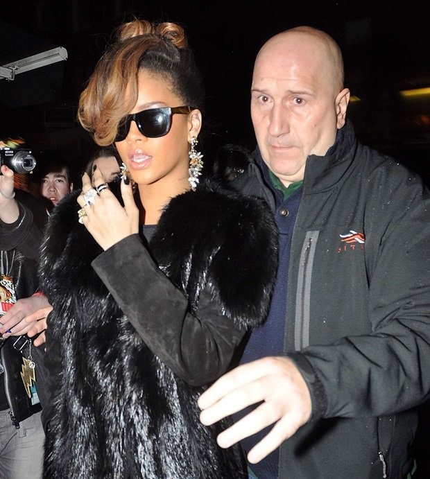 RB singer Rihanna arrives at O'Donoghue's pub on Merrion Row to host a Thanksgiving dinner for her band and crew in Dublin