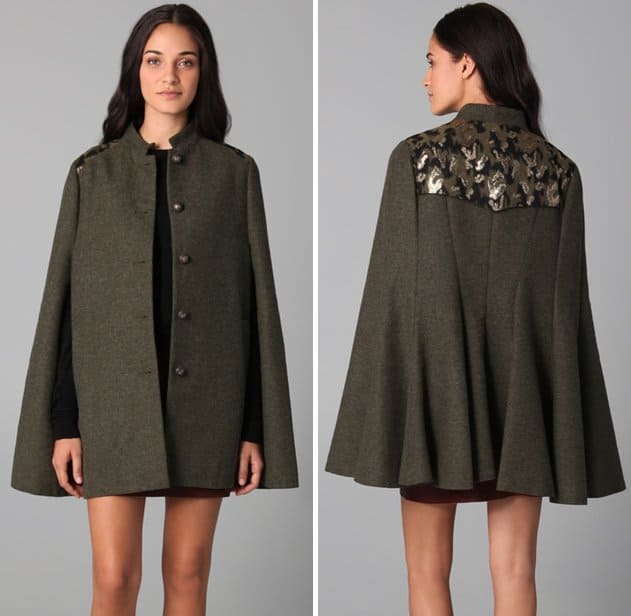 gryphon sherlock cape This felt cape features a metallic-jacquard storm flap