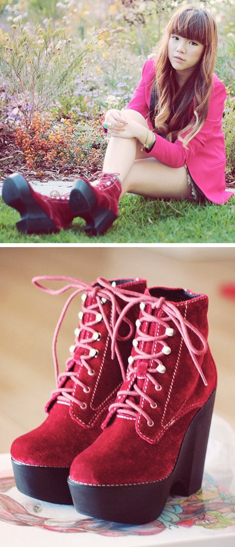 Willabelle Ong and her Jeffrey Campbell Tardy boots Willabelle Ong styles her Kool-Aid print shorts with Romwe pony hair creepers, perfectly balancing playful streetwear with bold footwear flair