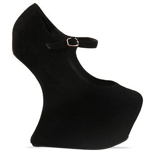 Jeffrey Campbell Night Walk The Jeffrey Campbell “Night Walk” heel-less platform Mary Janes sculpt a dramatic, gravity-defying silhouette in plush black suede with a streamlined ankle strap for balance