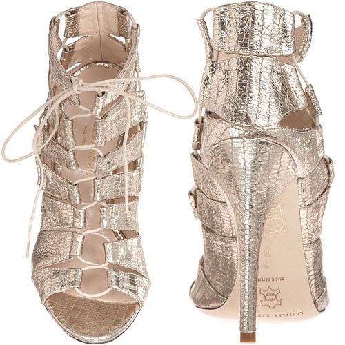 Loeffler Randall Natane Natane metallic snake-embossed lace-up sandals