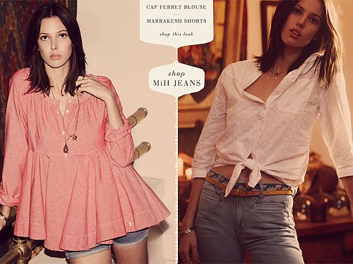 MiH Resort 2012 Capsule Collection tops MiH Cap Ferret Blouse and Francoise Tie Front Shirt