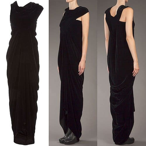 Rick Owens velvet long drape dress Rick Owens Velvet Long Drape Dress
