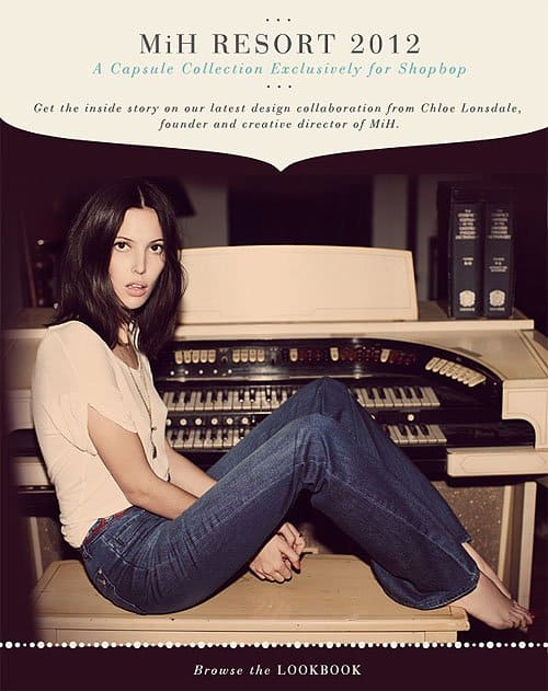 Shopbop exclusive MiH Resort 2012 capsule collection Chekkie Maskell was the original muse for MiH in the '60s and '70s