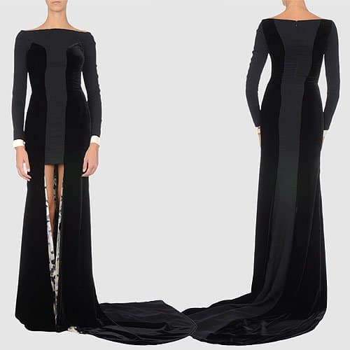 Vionnet crepe and velvet long dress Vionnet Crepe and Velvet Long Dress