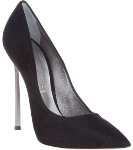 Casadei Pin Heel Stiletto Pump in Black Suede Farfetch , $686