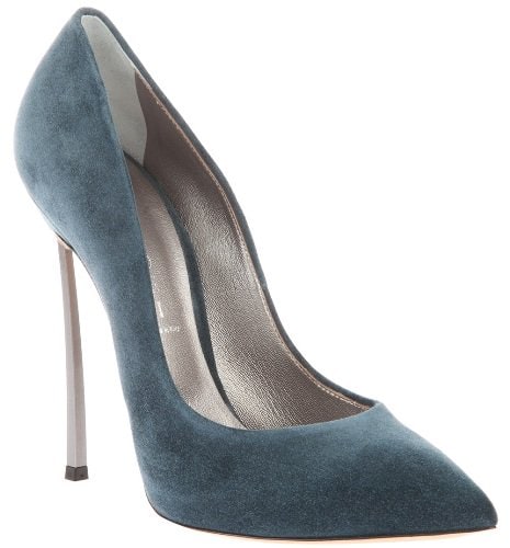 Casadei Pin Heel Stiletto Pump in Blue Suede Farfetch , $686 Casadei Stiletto Pump in Blue Suede