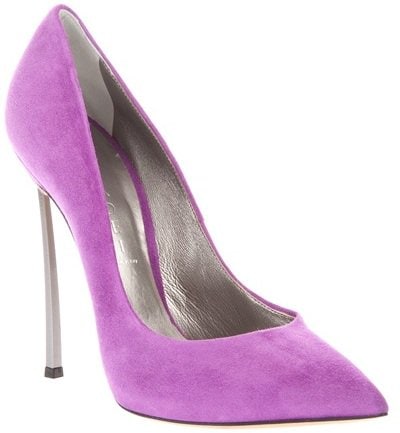 Casadei Pin Heel Stiletto Pump in Purple Suede Farfetch , $686 Casadei Stiletto Pump in Purple